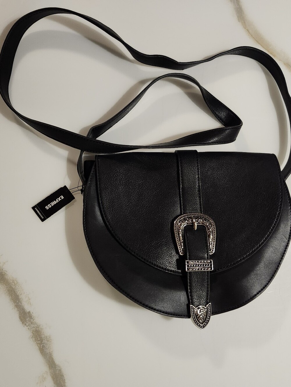 Express Black Western Buckle Saddle Crossbody Bag NWT Cowgirl Boho